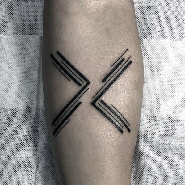 Thin And Bold Simple Lines Mens Inner Forearm Tattoo