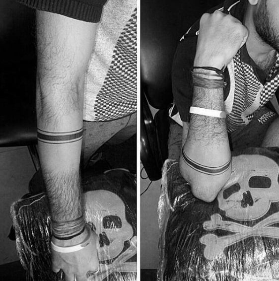 Thin And Thick Creative Armband Tattoos For Guys Black Lines