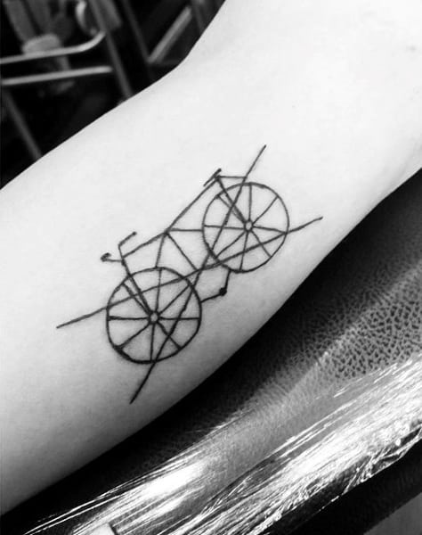 Thin Bicycle With Cross Tattoo On Arms For Men