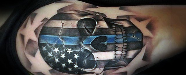 Blue line police tattoos