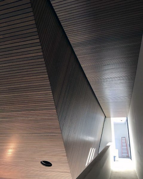 Thin Plank Strips Wood Ceiling Ideas