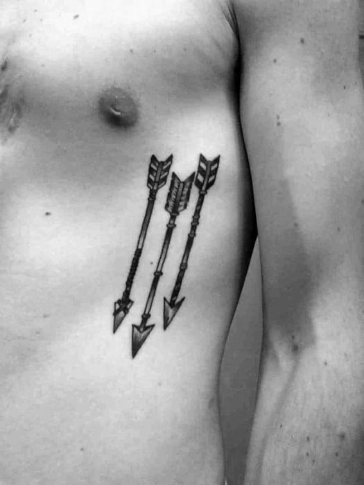 Three Arrows Guys Simple Rib Cage Side Tattoo Designs