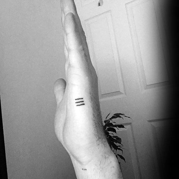 Three Black Ink Lines Side Hand Male Tattoos