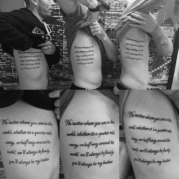 three brothers quote tattoos on rib cage side
