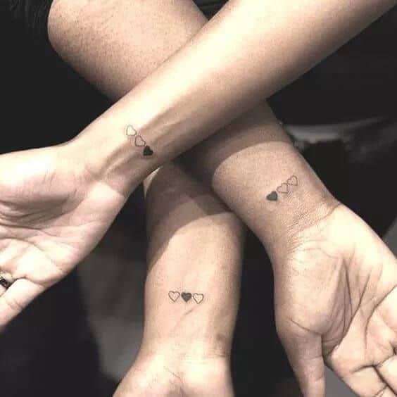 Three Hearts Friendship Tattoo