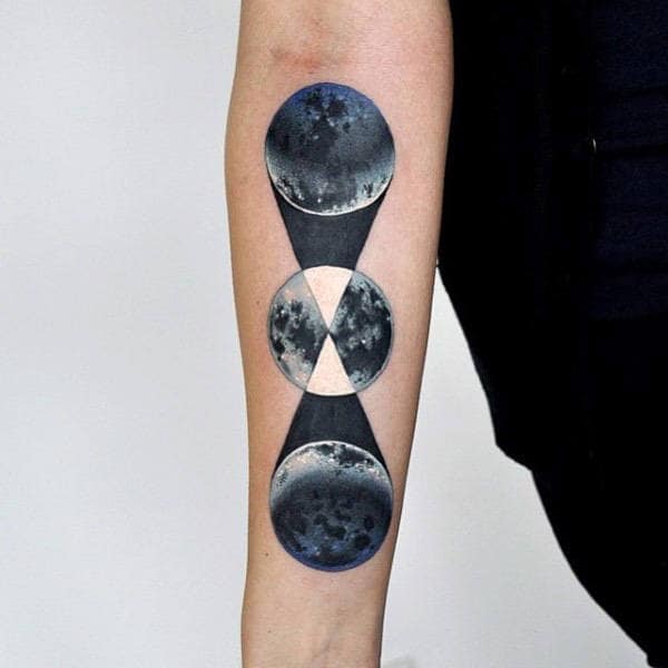 Three Moon Phases Mens Unique Inner Forearm Tattoos