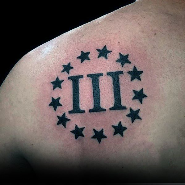 Three Percenter Simple Star Mens Shoulder Tattoo