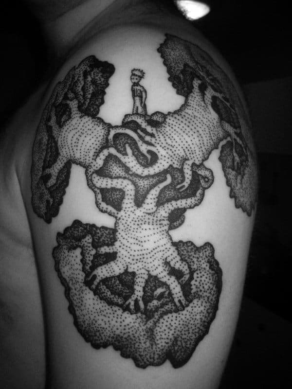 Three Tree Roots Mens Upper Arm Tattoo