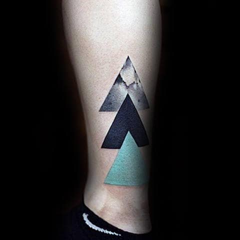 Three Triangles Modern Unique Small Tattoos For Men On Legs