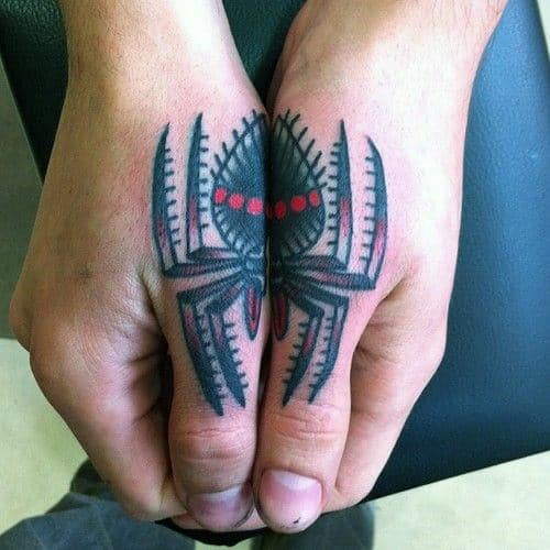 Thumbs Traditional Spider Mens Tattoos