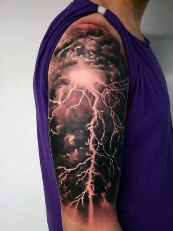 Thunder Men's Half Sleeve Tattoo Ideas