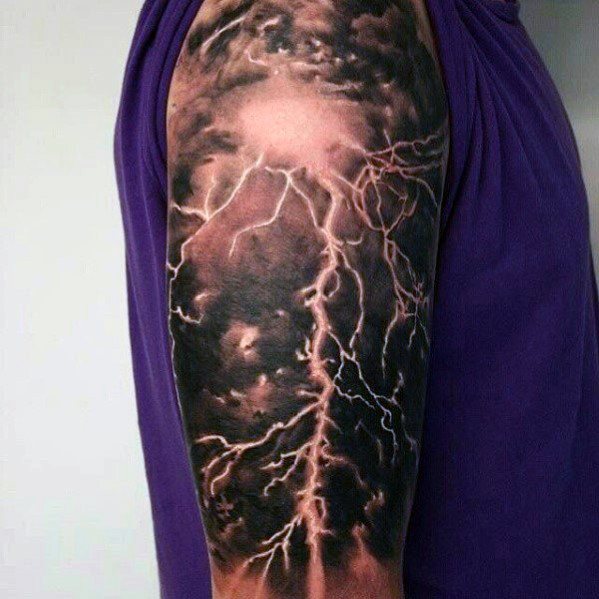 Thunderstorm Half Sleeve Realistic Tattoos Men