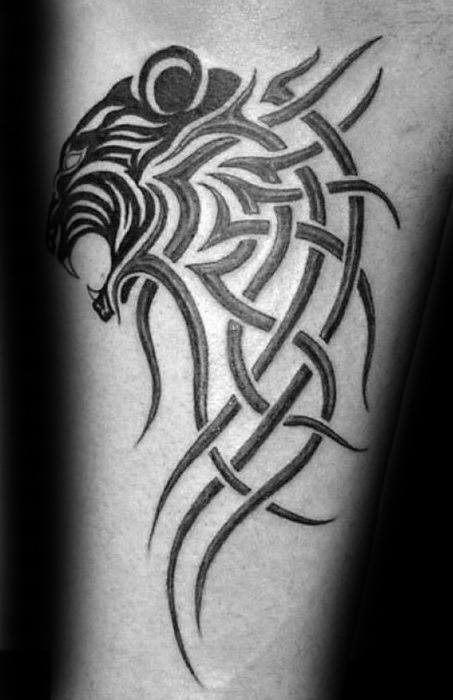 Tiger Arm Artistic Male Animal Tribal Tattoo Ideas