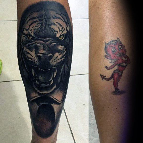 Tiger Leg Tattoo Cover Up Ideas For Men