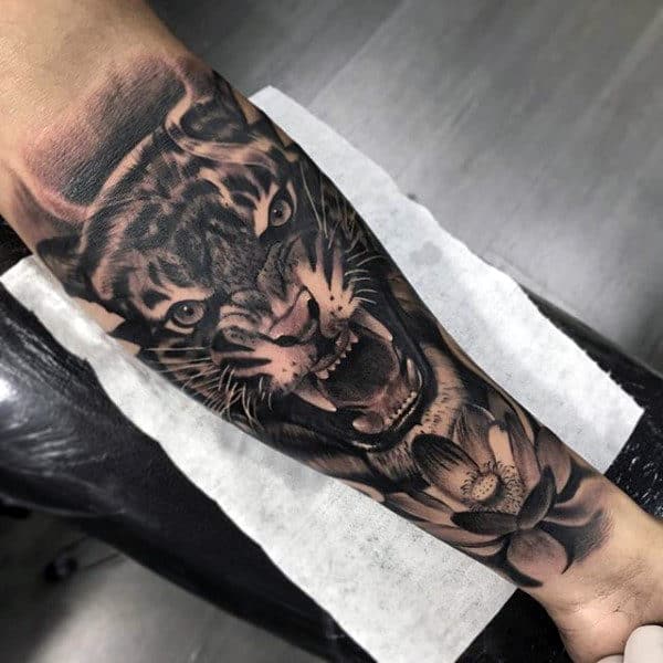 Tiger Mens Half Sleeve Forearm Tattoos