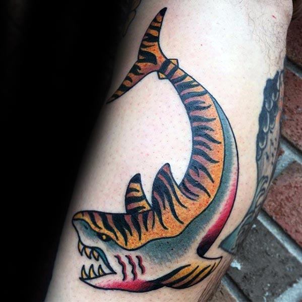 Tiger Shark Mens Tattoo Designs