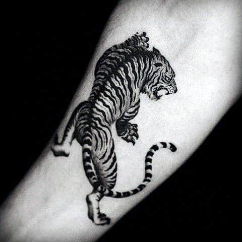 Tiger Tattoos Designs On Man's Wrist