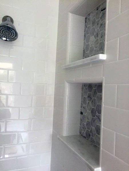 white beveled tiles 