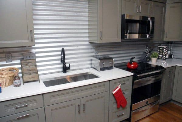 Tin Roofing Style Country Metal Backsplash Ideas