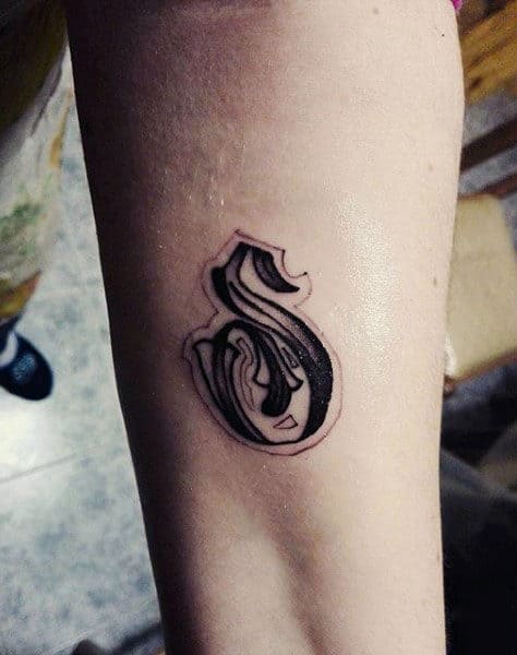 Tiny Black Lettering Tattoo For Males