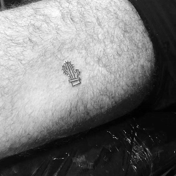 Tiny Cactus Tree Mens Simple Arm Tattoos