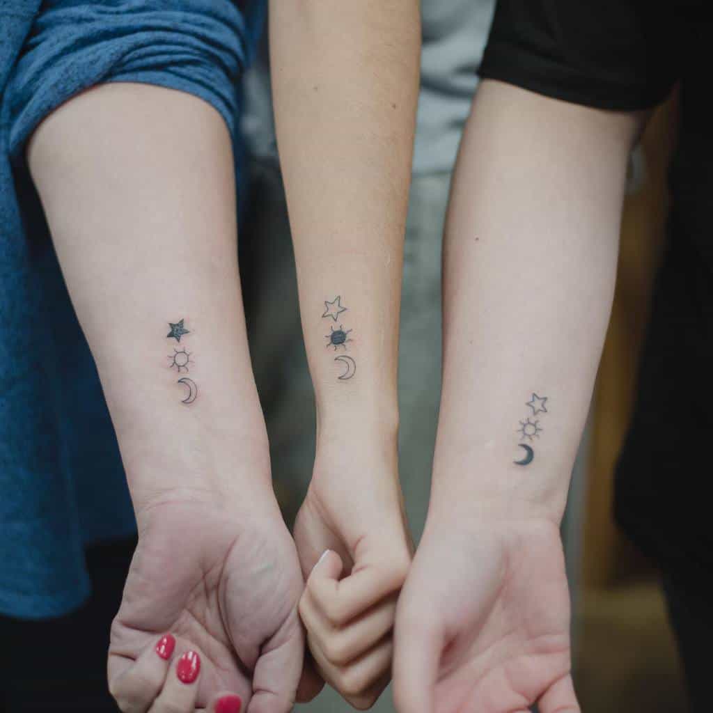 tiny-dainty-sun-moon-mother-daughter-tattoo-thelexfiles_tattoos