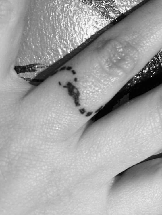 Tiny Mens Ouroboros Finger Tattoo