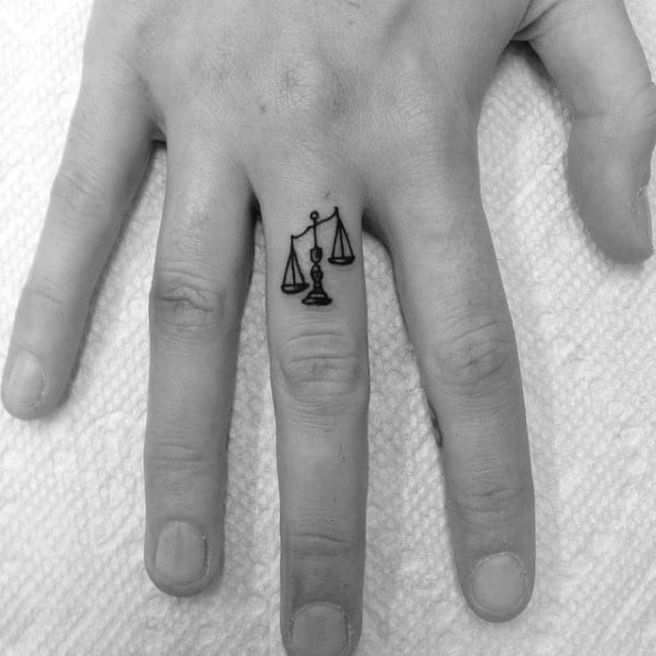 Tiny Small Guys Libra Finger Tattoo