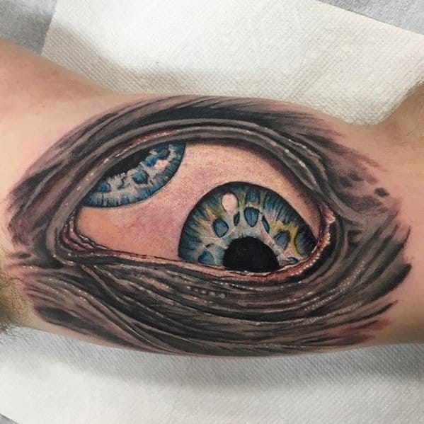 Tool Eye 3d Inner Arm Bicep Tattoos For Gentlemen