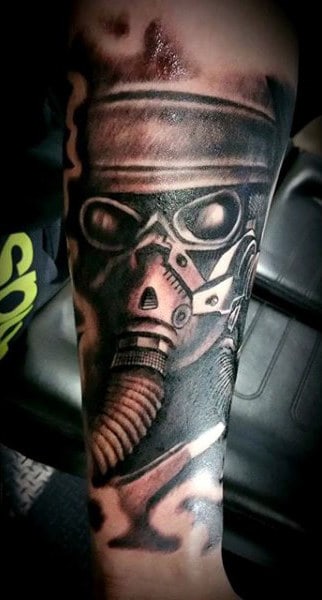 Toxic Gas Mask Tattoo For Guys On Forearm