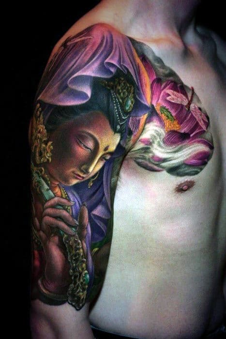 Tradional Buddhism Painting Tattoo On Arms For Men