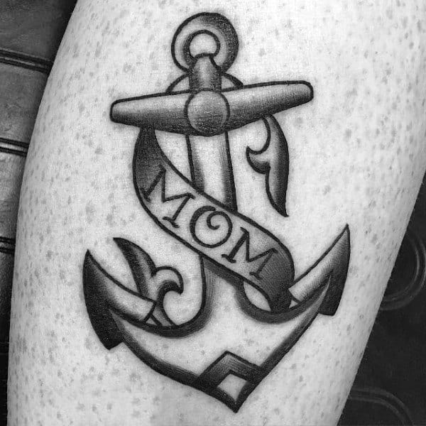 Traditional Anchor Mom Tattoos For Guys