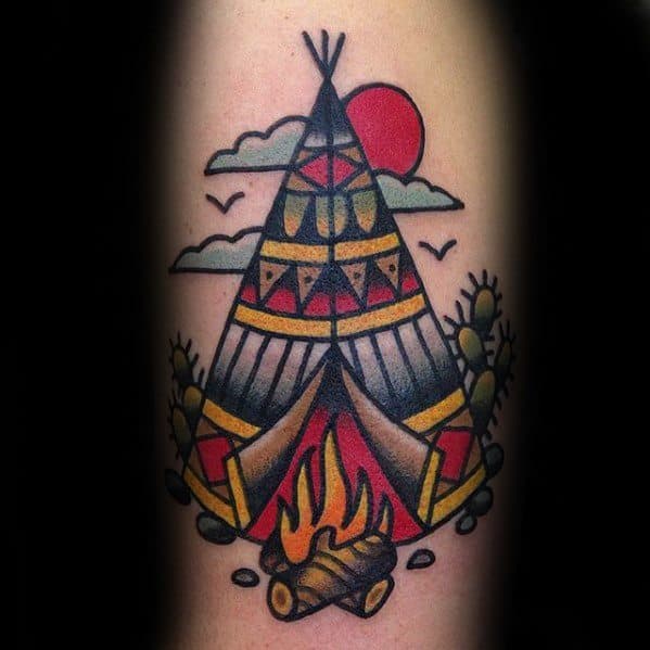 Traditional Arm Teepee Tattoos For Gentlemen