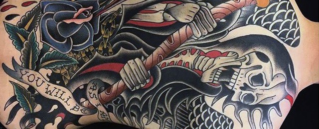 50 Traditional Back Tattoo Design Ideas For Men - Old School Ink