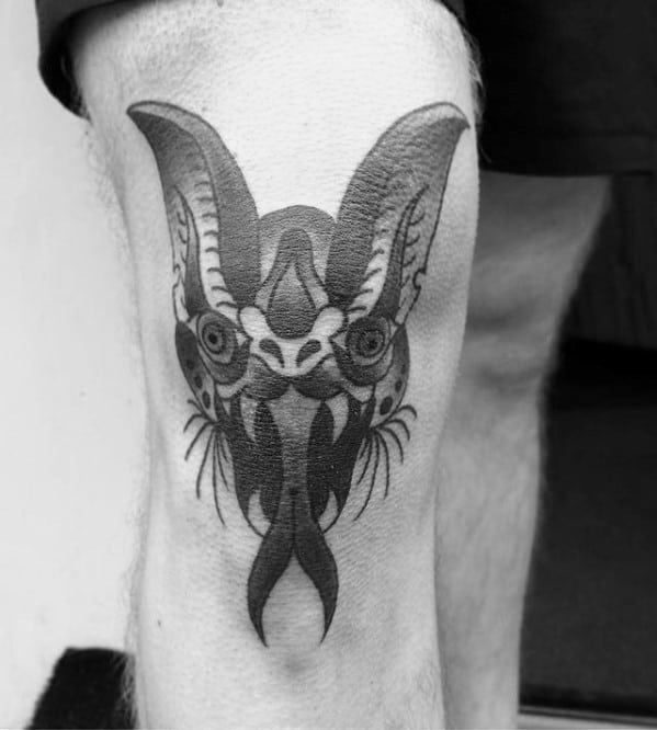 Traditional Bat Tattoo Design On Man