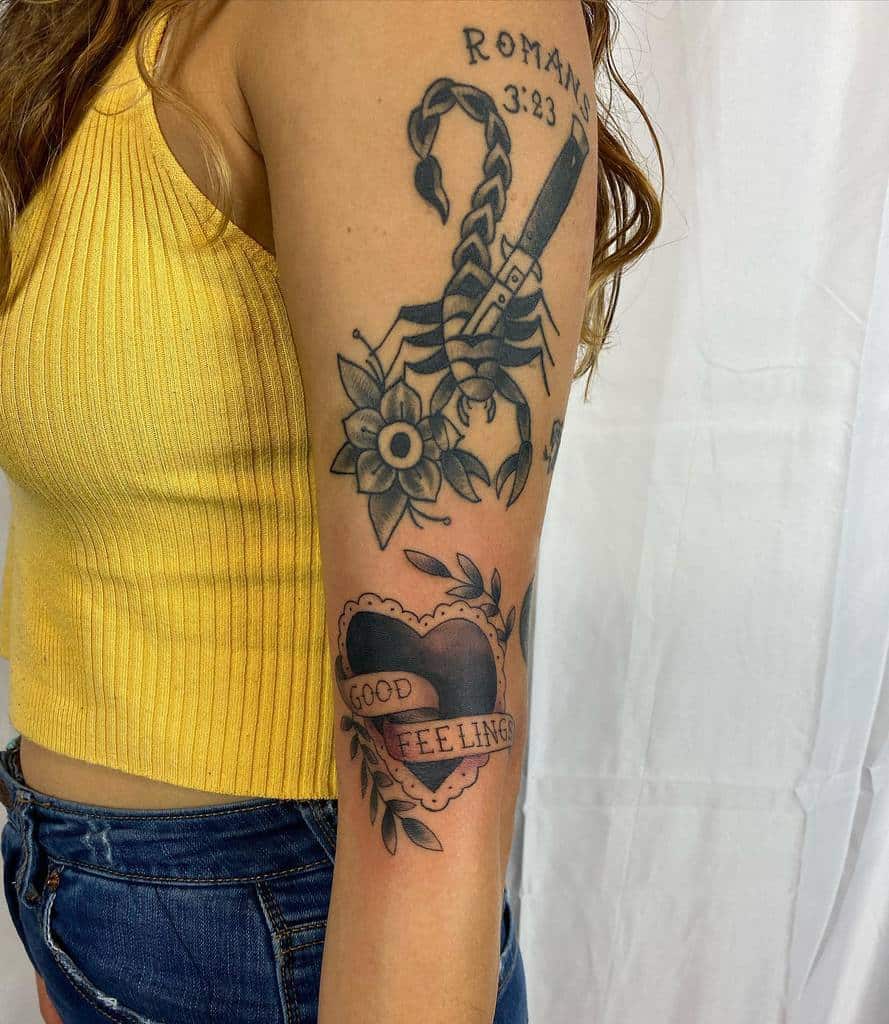 traditional black arm tattoo tonyraztattoo
