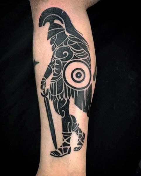 Traditional Black Warrior Tattoo Guys Forearm