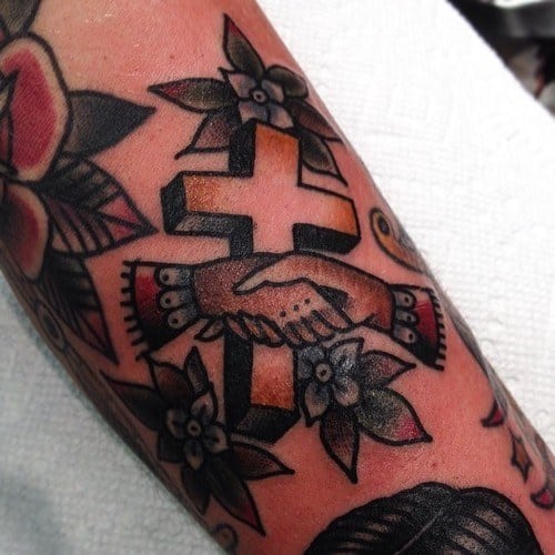 Traditional Cross Tattoo Design On Man
