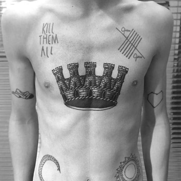 Traditional Crown Tattoo Design On Man.