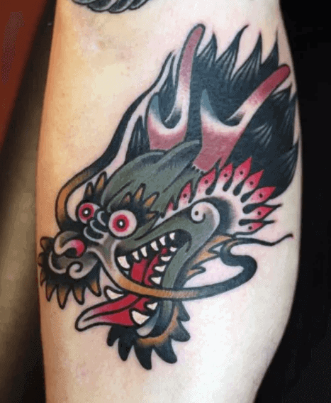 Traditional Dragon Guys Inner Forearm Tattoo