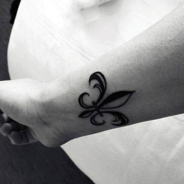 Traditional Fleur De Lis Mens Wrist Tattoos