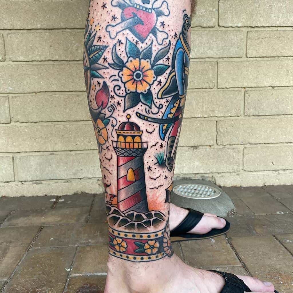 traditional-fushion-ink-leg-sleeve-tattoo-cambrownetattoo