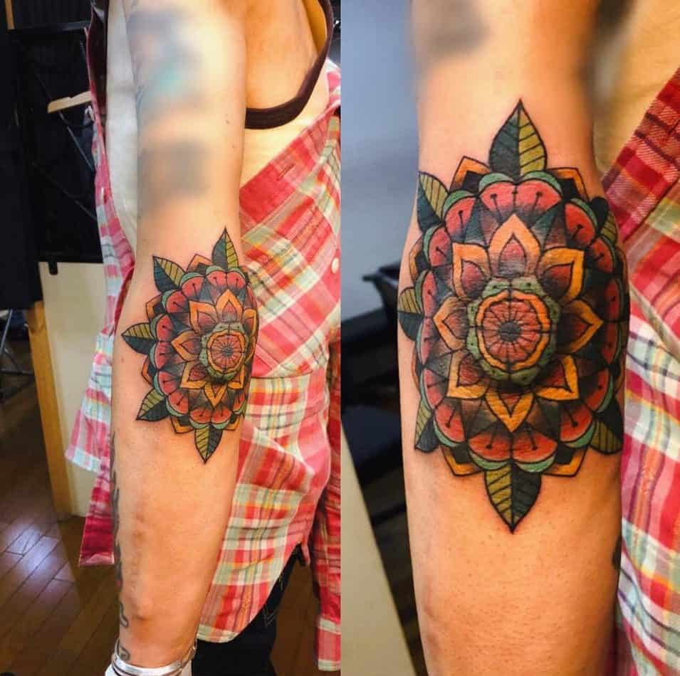 traditional geometric flower tattoo sailors_gravetattoo