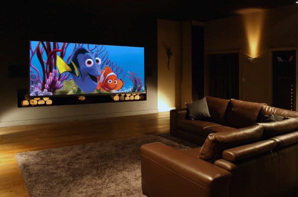 Traditional Home Basement With Home Theater