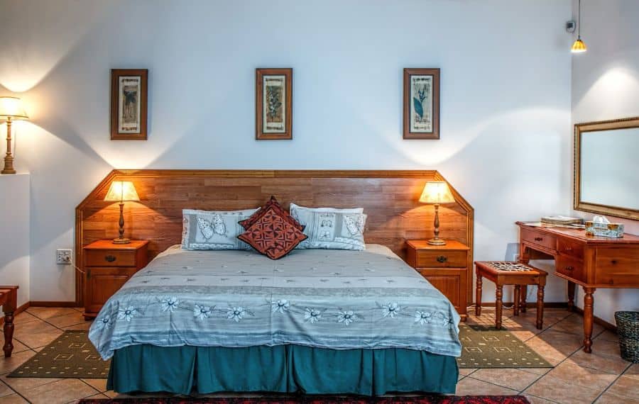 traditional vintage bedroom with wood accents 