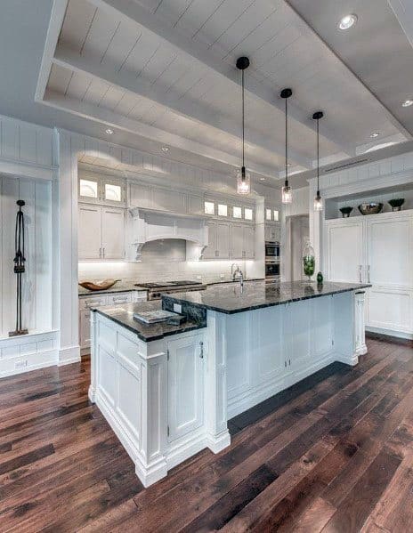Traditional Kitchens White Painted Shiplap Ceilings
