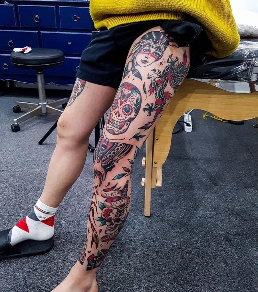 traditional-leg-sleeve-tattoo-hudini_tattooer