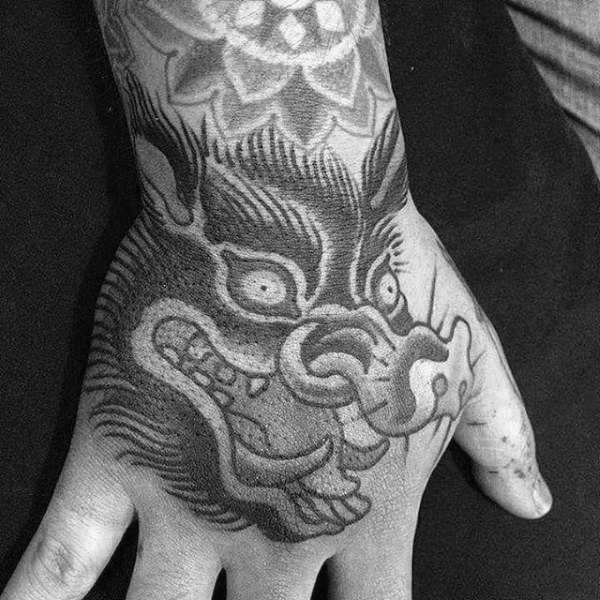 Traditional Male Boar Hand Tattoos