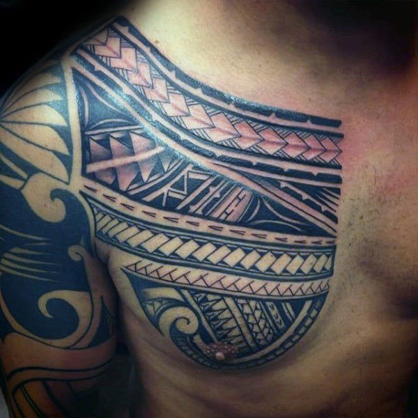 Traditional Male Samoan Upper Chest Tattoos