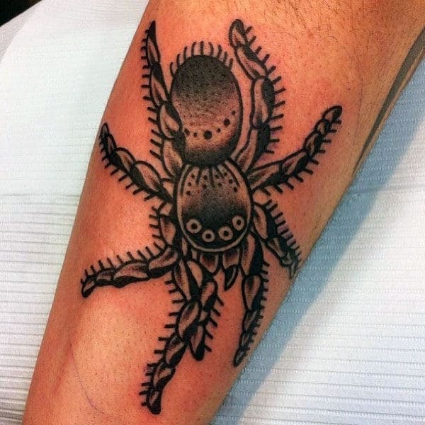 Traditional Male Tarantula Forearm Tattoo